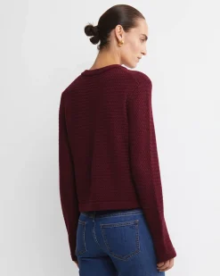 Discount Sportscraft Joyce Merino Wool Cardigan in Wine