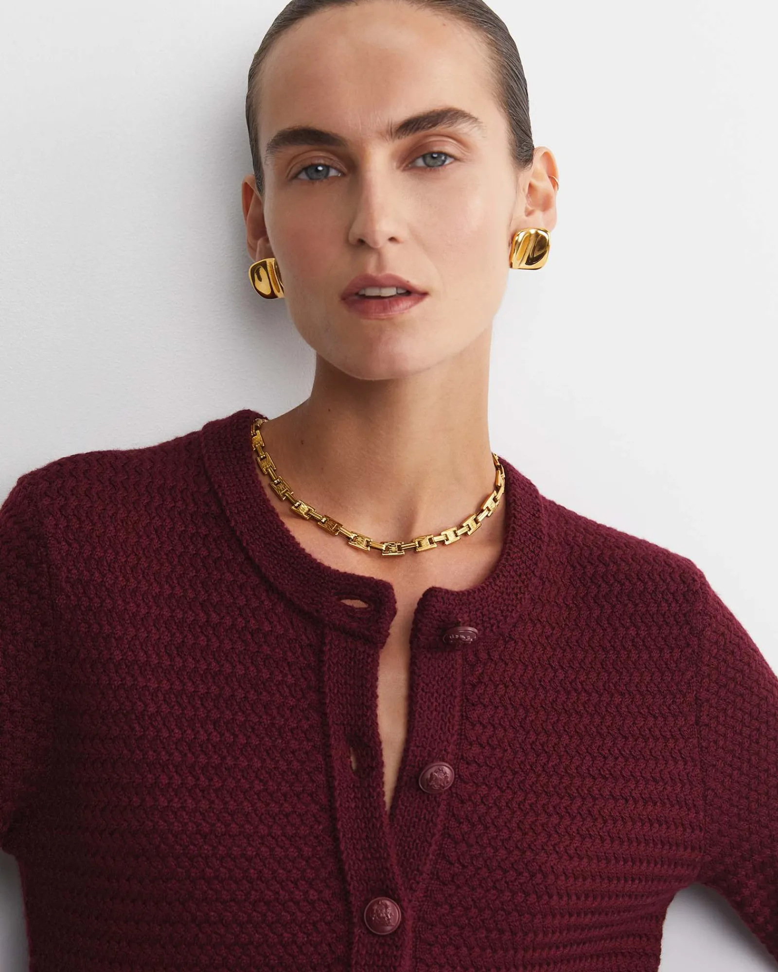 Discount Sportscraft Joyce Merino Wool Cardigan in Wine