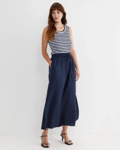 Fashion Sportscraft Julia Stripe Rib Tank in Whitenavy White/navy