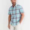 Outlet Sportscraft Knot Short Sleeve Check Shirt in Blue Multi BlueMulti