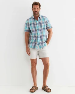 Outlet Sportscraft Knot Short Sleeve Check Shirt in Blue Multi BlueMulti