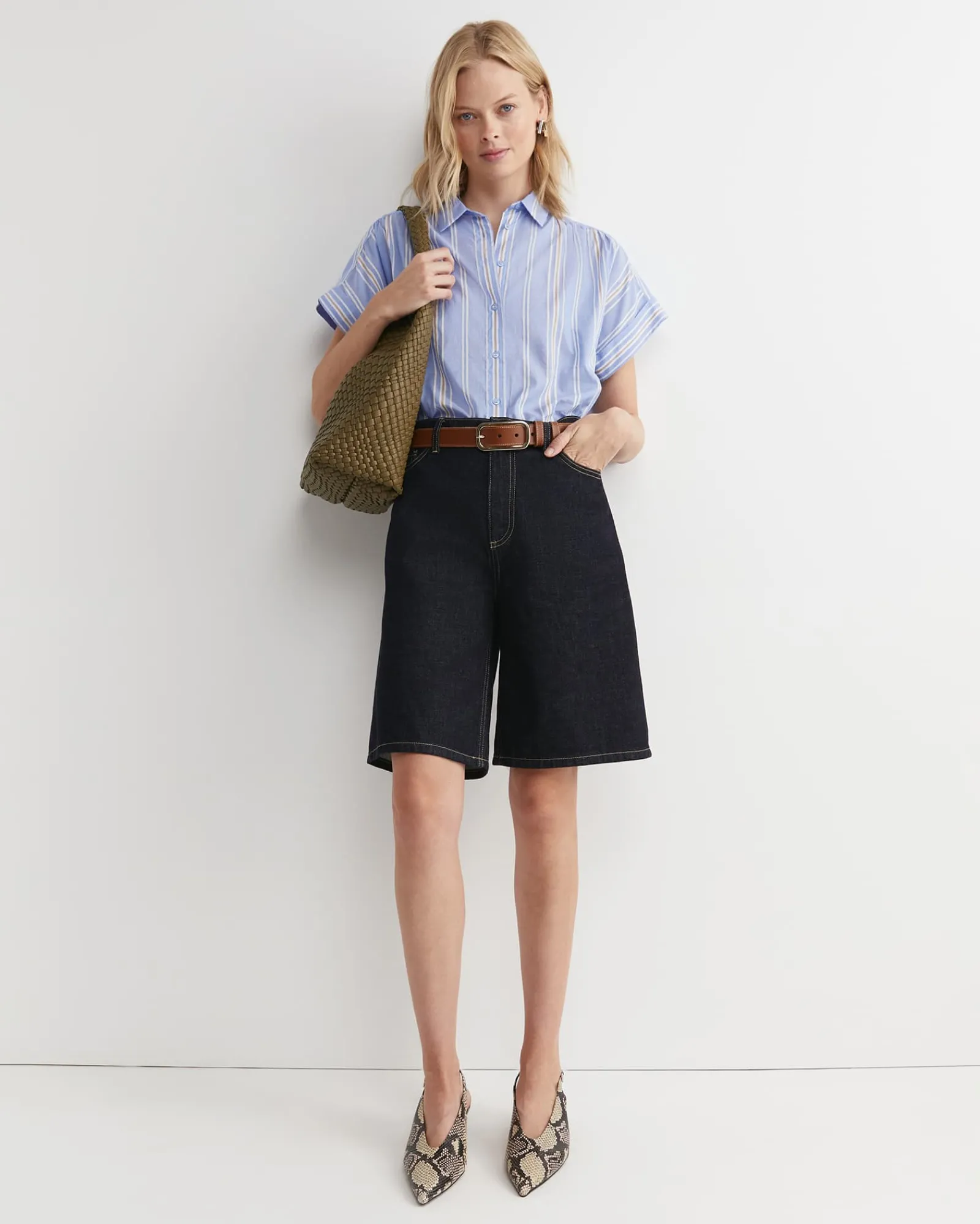 Best Sportscraft Lacey Ladder Stitch Shirt in Blue Multi BlueMulti