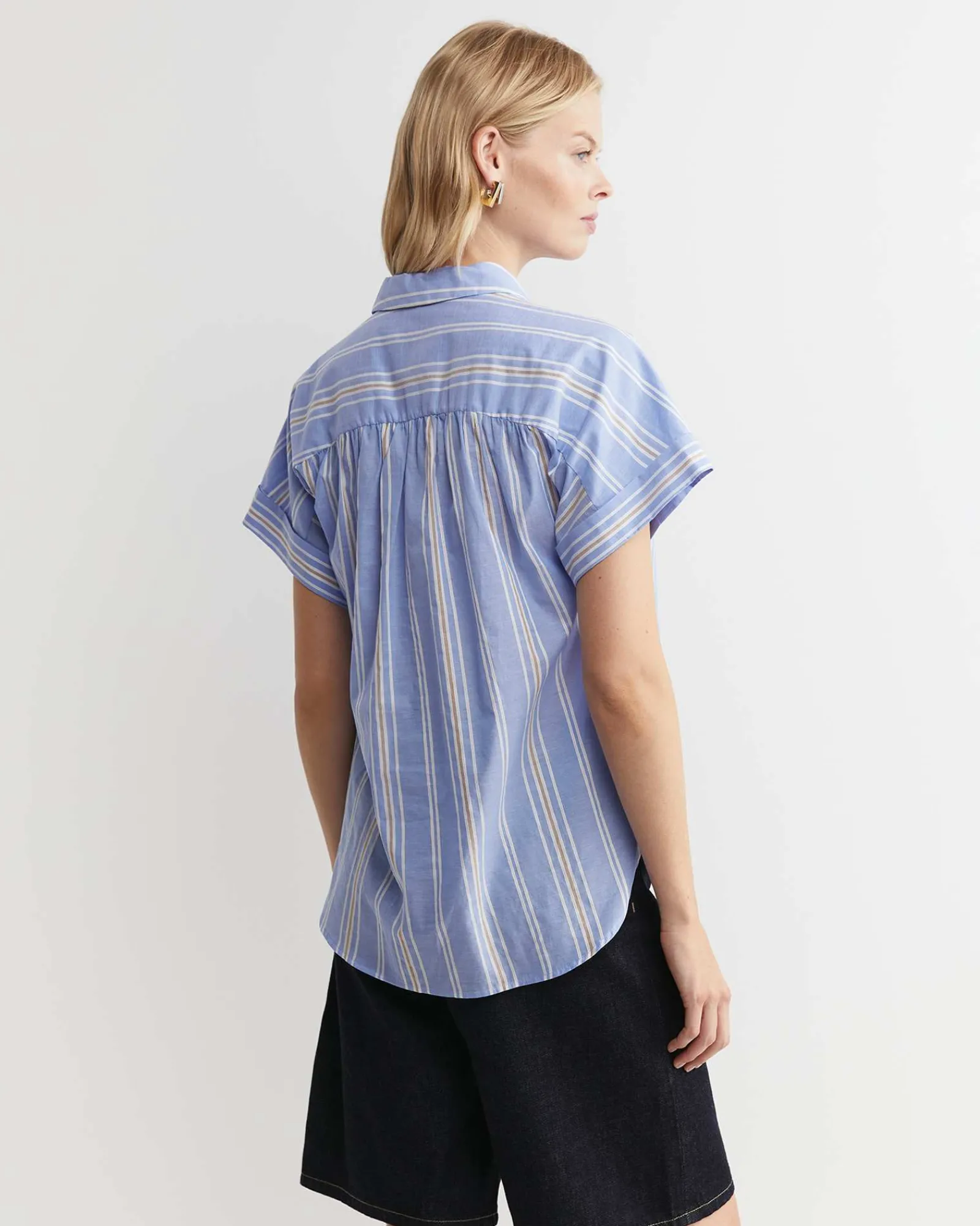 Best Sportscraft Lacey Ladder Stitch Shirt in Blue Multi BlueMulti