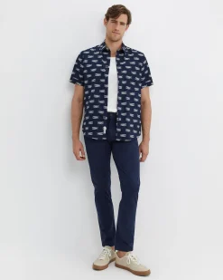 Fashion Sportscraft Lake Side Short Sleeve Shirt in Navywhite Navy/white