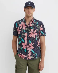 New Sportscraft Lane Print Shirt in Green