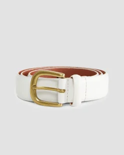 Outlet Sportscraft Lara Buckle Leather Belt in Ivory