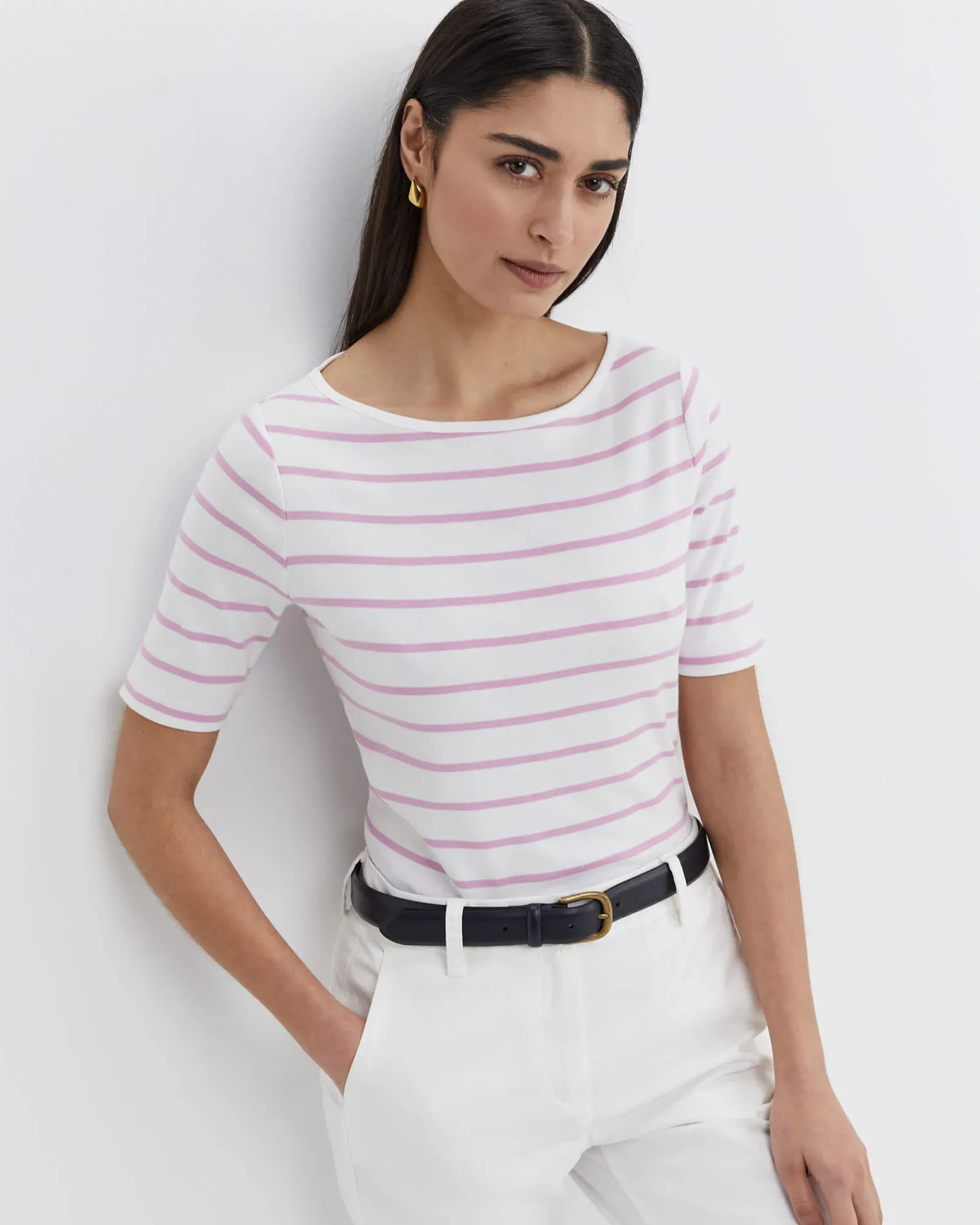 Sale Sportscraft Lara Buckle Leather Belt in Black