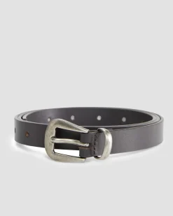 New Sportscraft Lara Slim Leather Belt in Chocolate