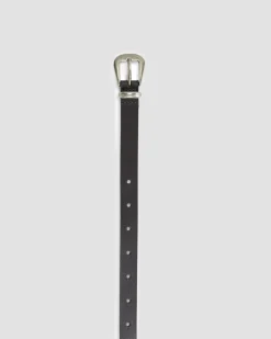 New Sportscraft Lara Slim Leather Belt in Chocolate