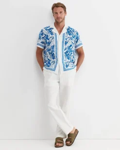 Sale Sportscraft Larsen Short Sleeve Cuban Shirt in Cobaltwhite Cobalt/white