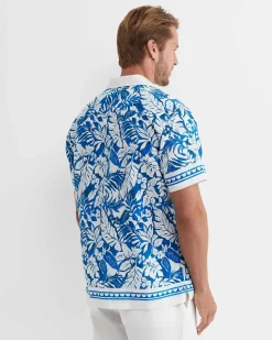 Sale Sportscraft Larsen Short Sleeve Cuban Shirt in Cobaltwhite Cobalt/white