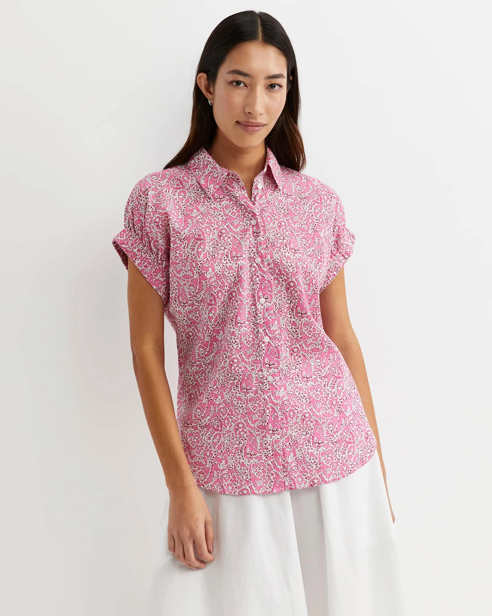 Discount Sportscraft Laurel Short Sleeve Liberty Shirt in Pink Multi PinkMulti
