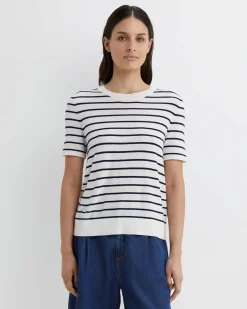 Clearance Sportscraft Laurina Knit Tee in Ivorynavy Ivory/navy