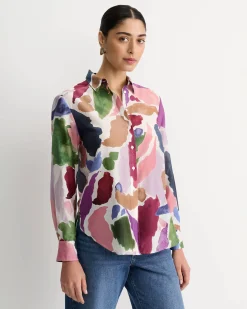 Discount Sportscraft Leah Cotton Silk Shirt in Multi