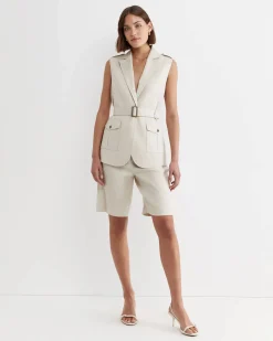 New Sportscraft Lena Linen Safari Vest in String