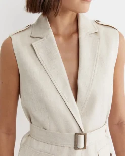 New Sportscraft Lena Linen Safari Vest in String