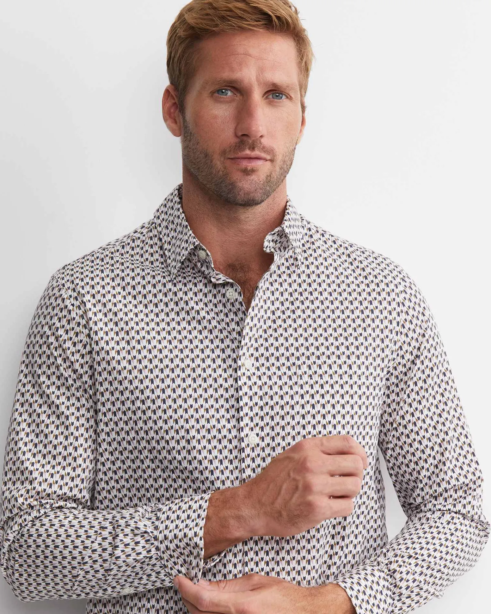 Fashion Sportscraft Leo Liberty Long Sleeve Shirt in Whitemulti White/multi