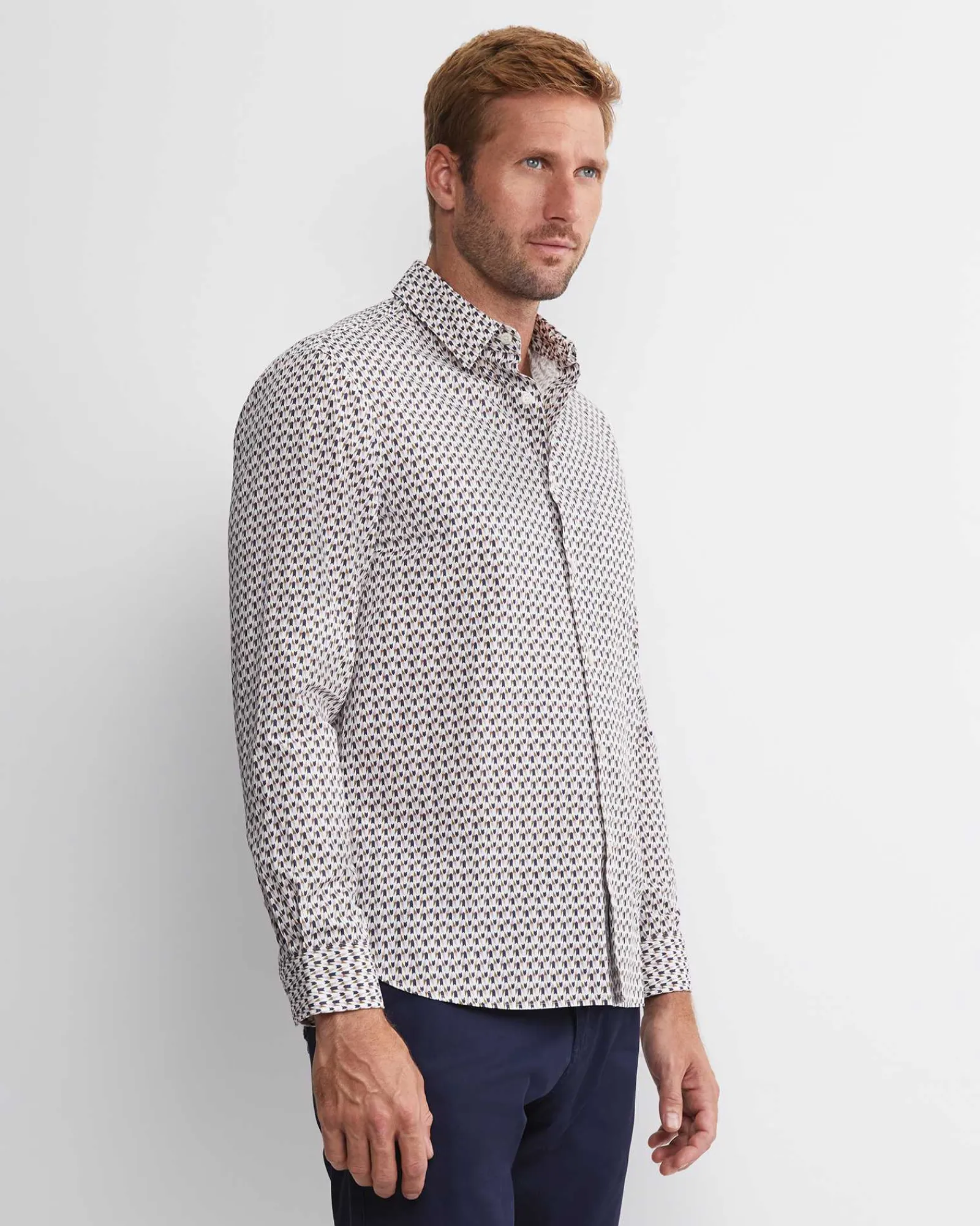 Fashion Sportscraft Leo Liberty Long Sleeve Shirt in Whitemulti White/multi