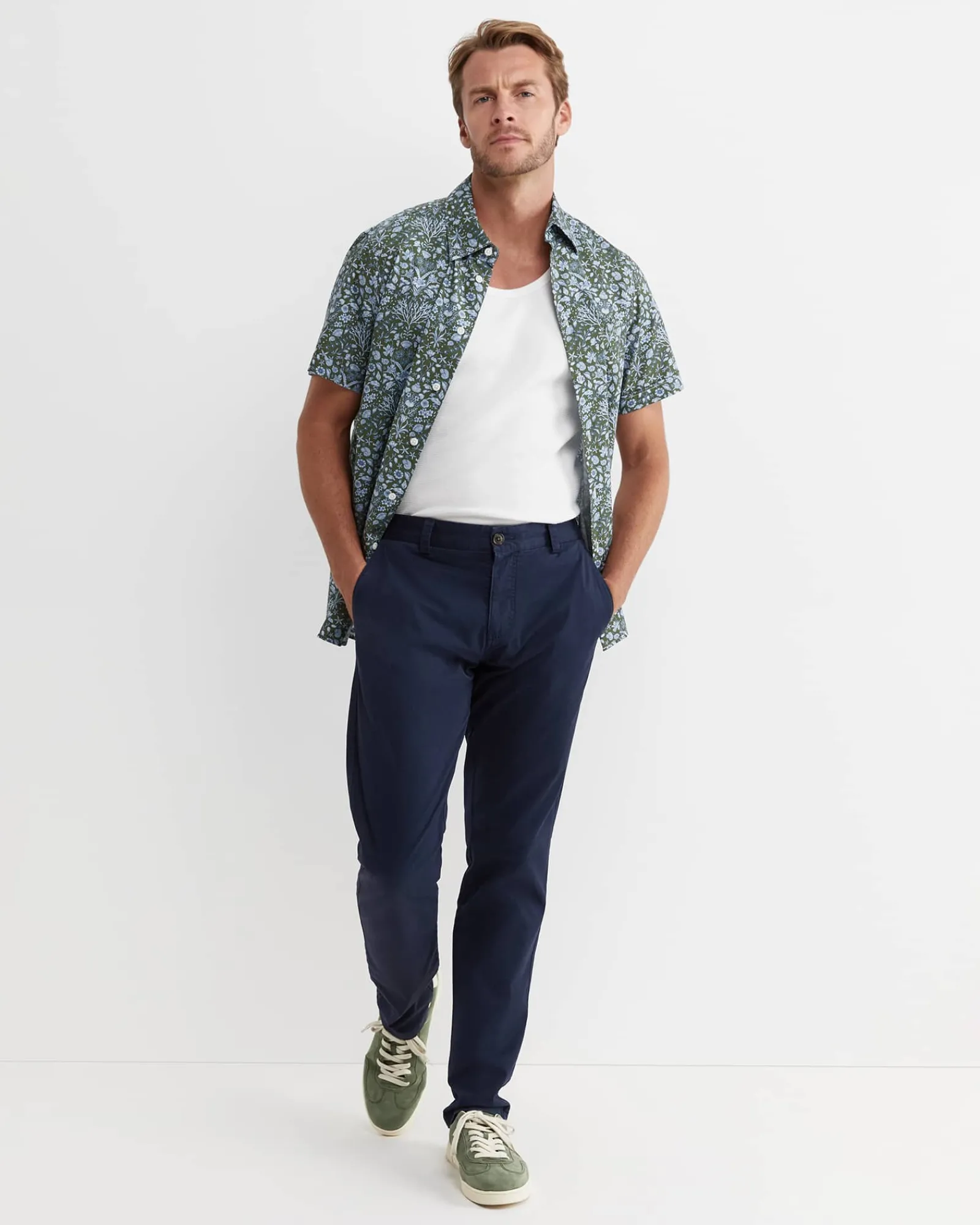 New Sportscraft Lex Short Sleeve Liberty Shirt in Khaki