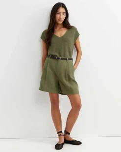 Outlet Sportscraft Lilou Linen Short in Khaki
