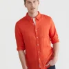 Hot Sportscraft Linen Long Sleeve Shirt in Red