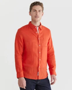 Hot Sportscraft Linen Long Sleeve Shirt in Red