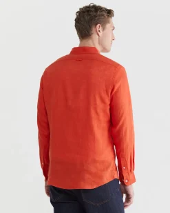 Hot Sportscraft Linen Long Sleeve Shirt in Red
