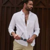 Discount Sportscraft Long Sleeve Linen Shirt in White