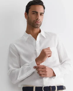 Discount Sportscraft Long Sleeve Linen Shirt in White