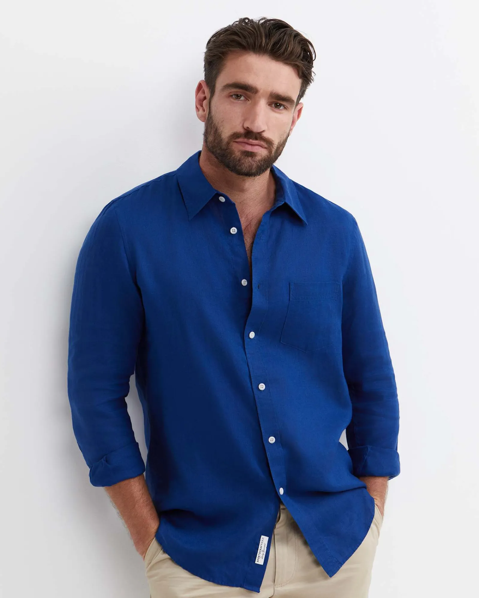 Sale Sportscraft Long Sleeve Linen Shirt in Lapis