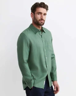 Sale Sportscraft Long Sleeve Linen Shirt in Elm