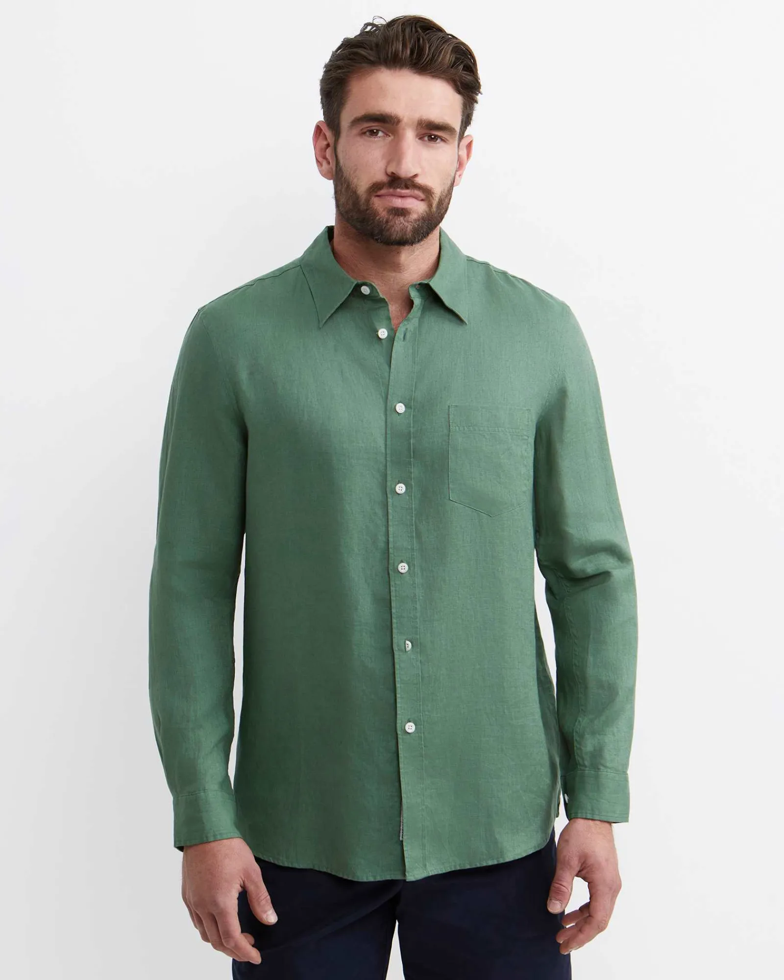 Sale Sportscraft Long Sleeve Linen Shirt in Elm