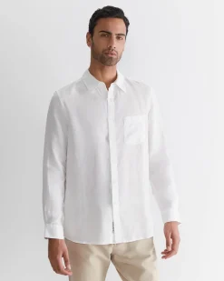 Discount Sportscraft Long Sleeve Linen Shirt in White