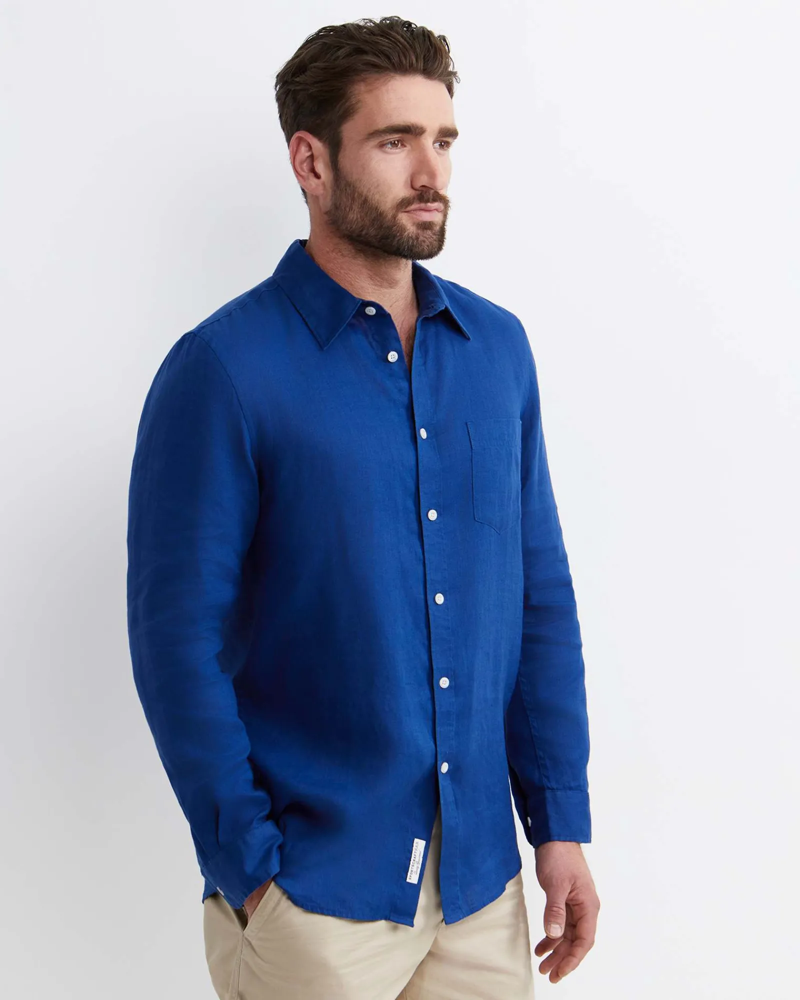Sale Sportscraft Long Sleeve Linen Shirt in Lapis