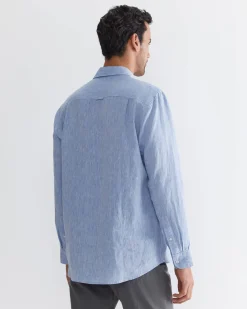 Fashion Sportscraft Long Sleeve Linen Shirt in Chambray