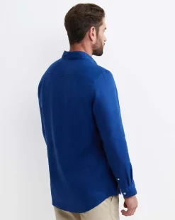 Sale Sportscraft Long Sleeve Linen Shirt in Lapis