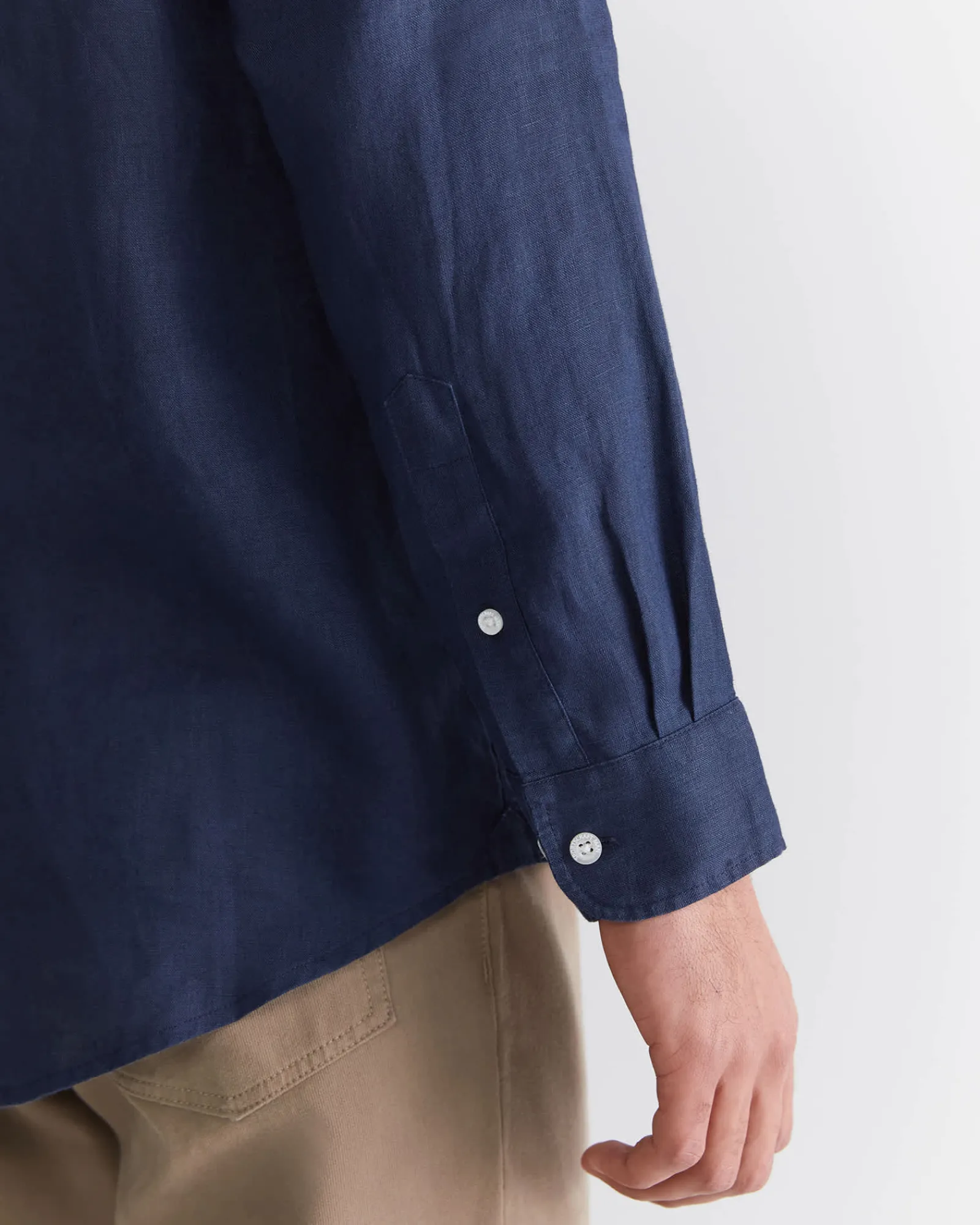 Discount Sportscraft Long Sleeve Linen Shirt in Navy