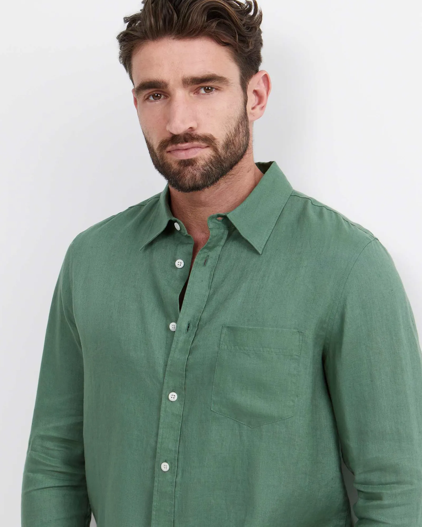 Sale Sportscraft Long Sleeve Linen Shirt in Elm