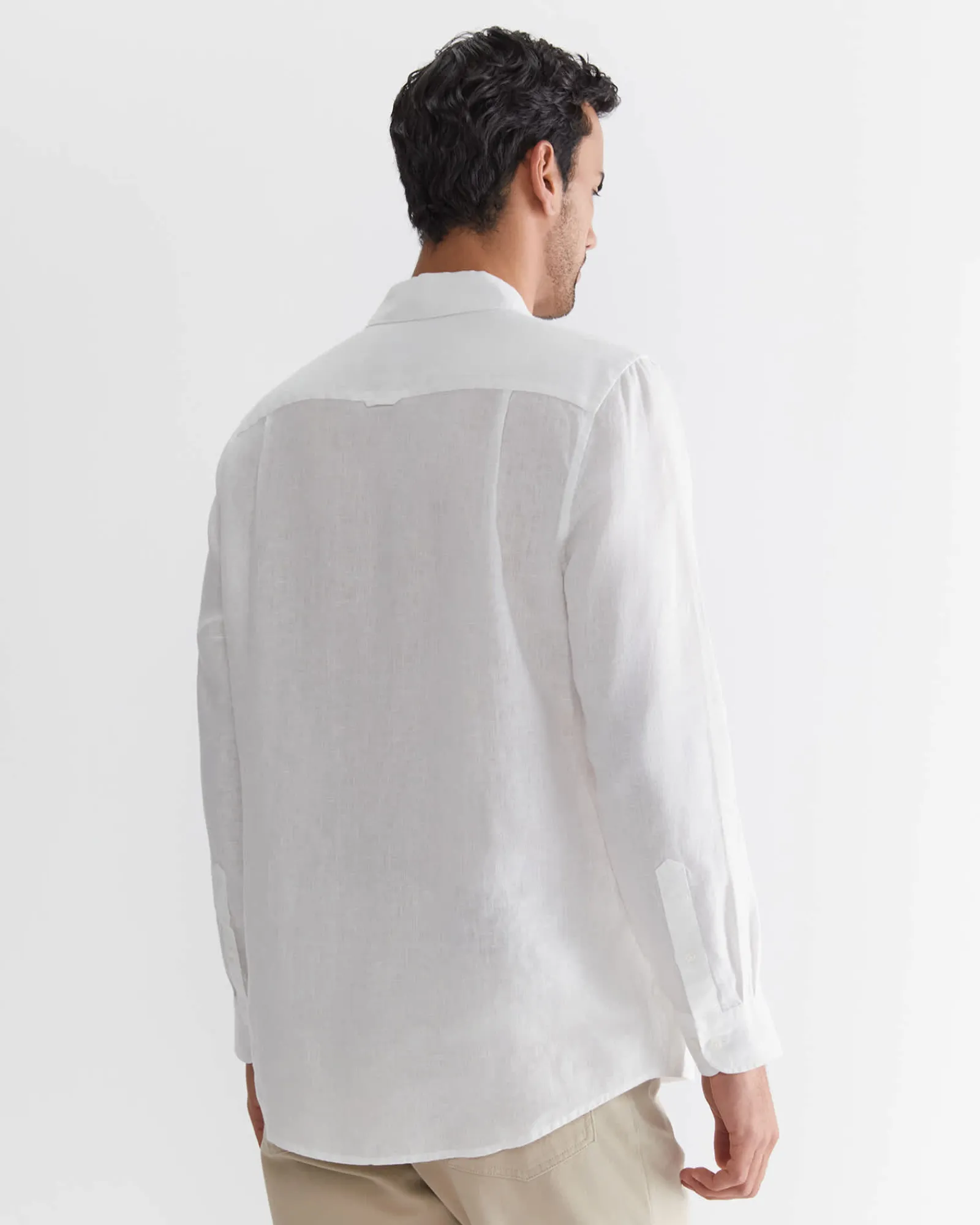 Discount Sportscraft Long Sleeve Linen Shirt in White