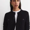 Outlet Sportscraft Longline Merino Blend Cable Cardigan in Black