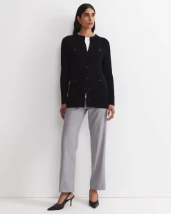 Outlet Sportscraft Longline Merino Blend Cable Cardigan in Black
