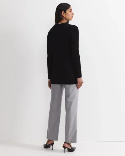 Outlet Sportscraft Longline Merino Blend Cable Cardigan in Black