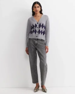 Best Sportscraft Lorri Argyle Cotton Cardigan in Greymulti Grey/multi