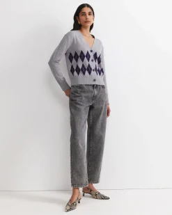 Best Sportscraft Lorri Argyle Cotton Cardigan in Greymulti Grey/multi