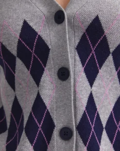 Best Sportscraft Lorri Argyle Cotton Cardigan in Greymulti Grey/multi
