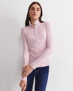 Discount Sportscraft Lucy Snap Funnel Neck Top in Whitepink White/pink