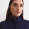 Clearance Sportscraft Lucy Snap Funnel Neck Top in Navy