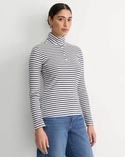 Online Sportscraft Lucy Snap Funnel Neck Top in Whitenavy White/navy