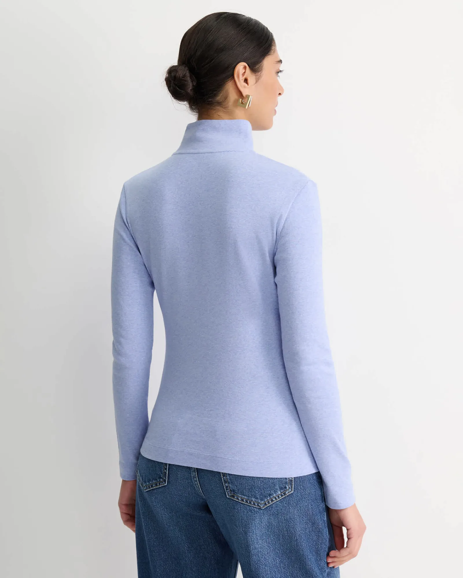 Clearance Sportscraft Lucy Snap Funnel Neck Top in Belle Blue BelleBlue