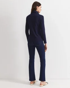 Clearance Sportscraft Lucy Snap Funnel Neck Top in Navy